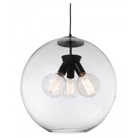 Cougar-Orpheus 60W E.S.3lt  Pendant Light-Black Metal Clear Glass